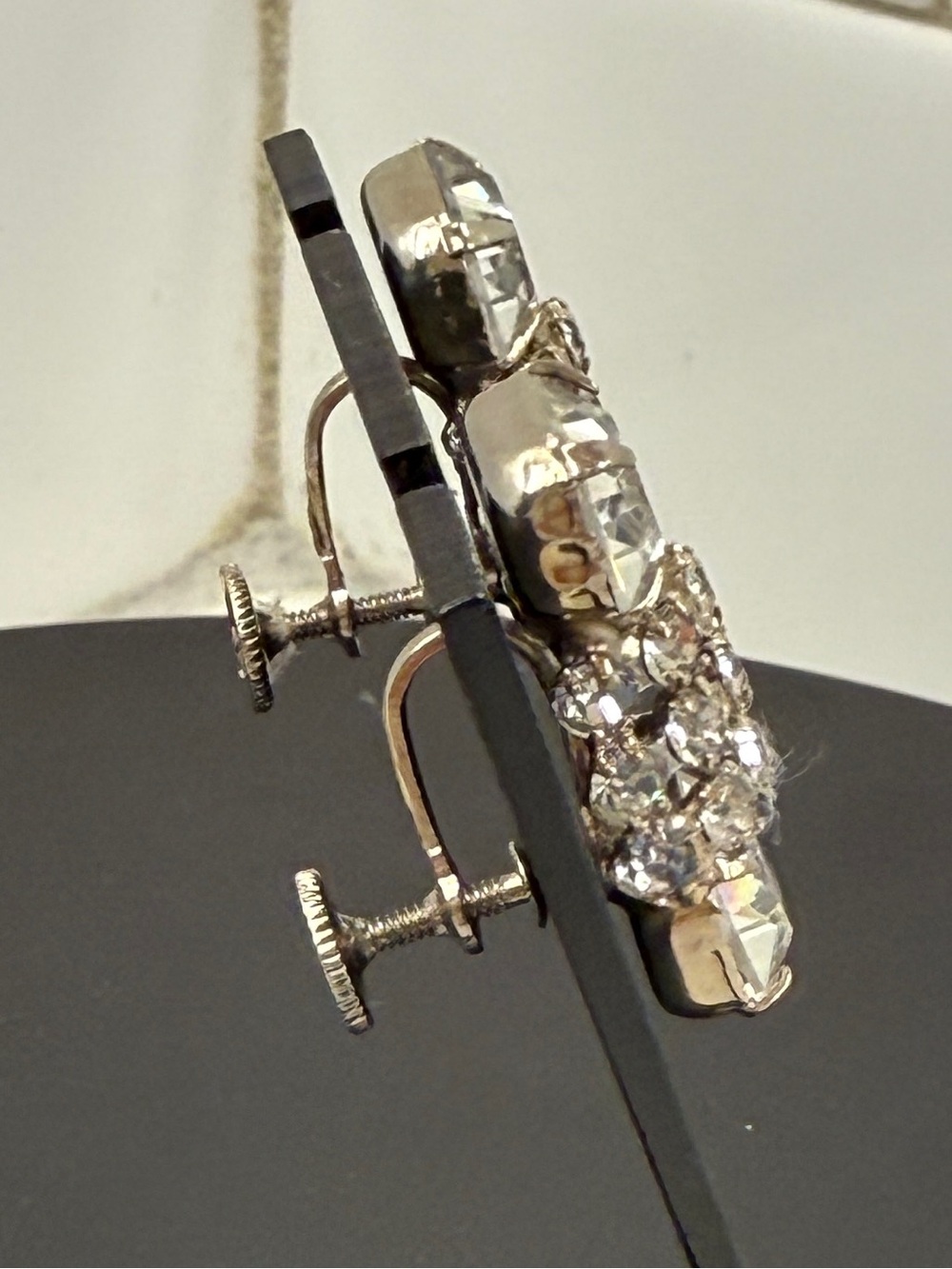 Clear Crystal Prong Set Statement Screw-Back Earrings - Picture 5 of 7